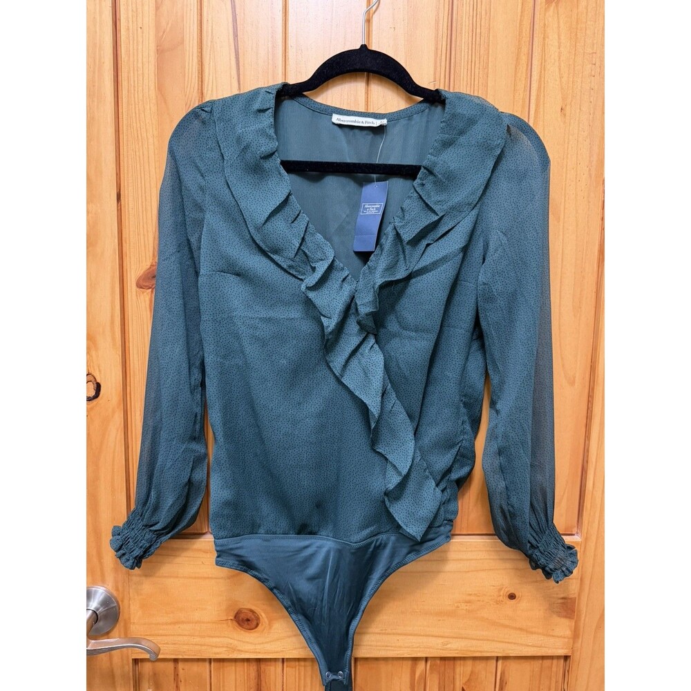 Abercrombie & Fitch Bodysuit Womens S Ruffle Thong Feminine Romantic Victorian